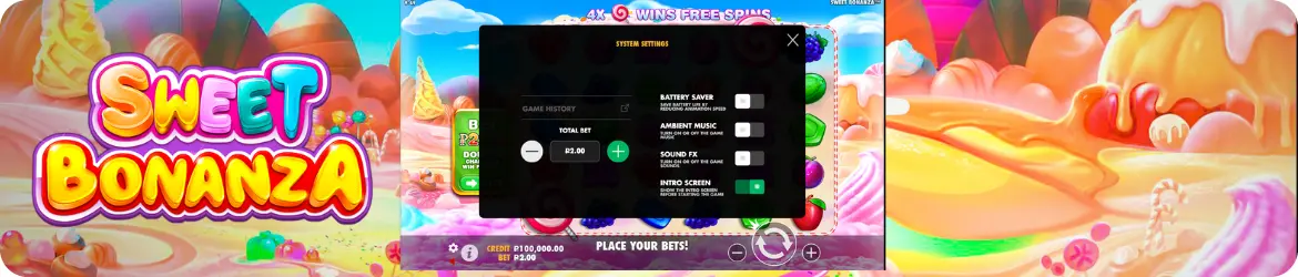Velg innsatsnivå før du starter Sweet Bonanza slot